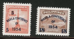 Philippines Scott 613-4 MH* 1954 Manila Opt set 