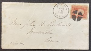 US #94 ? F/VF Used On Cover (BOSTON CANCEL) c1867? [CVR269]