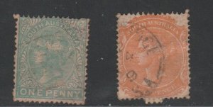 South Australia # 97-98, Queen Victoria, 1/3 Cat.