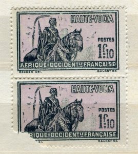 FRENCH COLONIES; VOLTA 1930s Pictorial issue MINT MNH Pair, 1.10Fr.