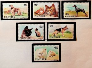 PHILIPPINES Sc 1425-30 NH ISSUE OF 1979 - CATS & DOGS