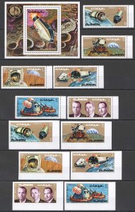 A0067 IMPERFORATE ,PERFORATE AJMAN SPACE APOLLO 14 1BL+2SET MNH