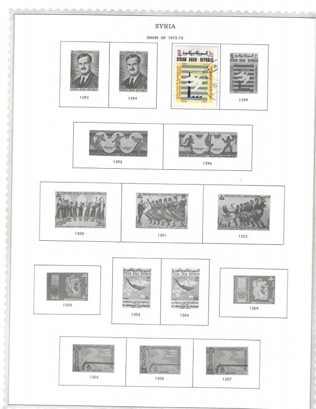 Syria 11 different stamps, 16 Minkus pages to 1973