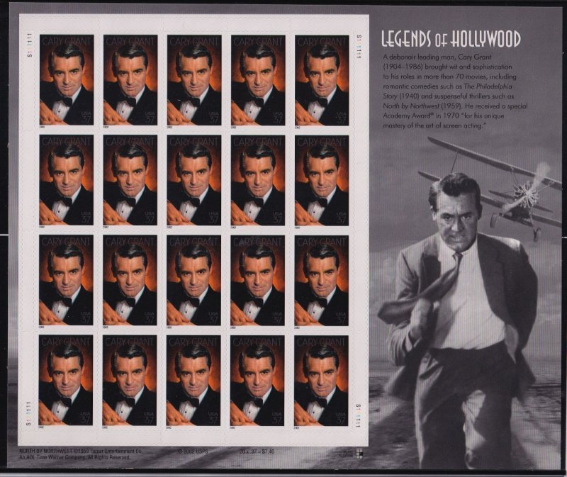 2002 Hollywood! Cary Grant, actor Sc 3692 MNH 37c sheet of 20