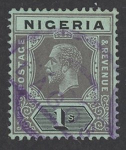 Nigeria Sc# 8 Used 1914-1927 1sh black, green King George V