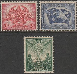 Australia 1946 Sc#200-202 Set of 3 WWII Peace MNH-F-VF.