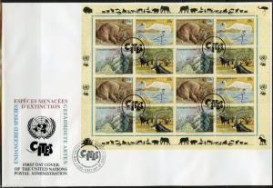 UNITED NATIONS SPECTACULAR COVER HOLDING 1993 ENDANGERED SPECIES 4 FDC & 3 CARDS