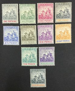 MOMEN: BARBADOS SG #105-115 1892-1903 CROWN CA MINT OG H £275 LOT #62050