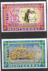 1993    MONTSERRAT  -  SG.  913 / 914  -  CORONATION ANNIVERSARY   -  MNH 