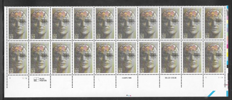 #3065 MNH Plate Block Strip of 20