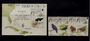 Turks & Caicos Isl Sc 651-55 NH issue of 1985 - Birds - Set+Souvenir Sheet