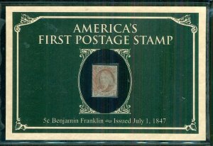 US #1, 5¢ Franklin, America's First Postage Stamp in special folder, Scott $425