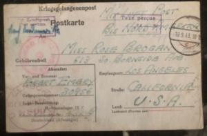 1943 Germany POW Camp Airmail Cover Stalag 9C USA Prisoner of War Robert Emery