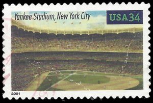 #3513 34c Legendary Playing Fields Yankee Stadium 2001 Used