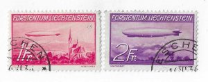 Liechtenstein Sc #C15-C16  set of 2  Zeppelins  used VF