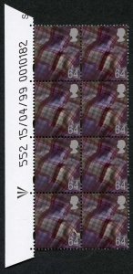 S-WONP64A Scotland Walsall 64p Warrant Block of 8 Dated 15/04/99