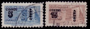 Colombia, 1953, Airmail, Correo Aero, surcharged, used