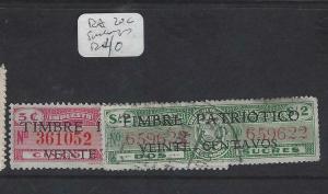 ECUADOR  (P0203B)    RAC 20C  SURCHARGES  2 STAMPS  