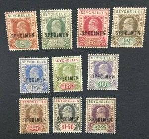 MOMEN: SEYCHELLES SG #46s/56s SPECIMEN 1903 UNUSED LOT #191839-636