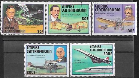 Central African Empire # 297 - 301. History of Aviation  Concorde.