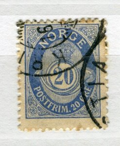 NORWAY; 1890-93 early 'ore' issue fine used Shade of 20ore. value