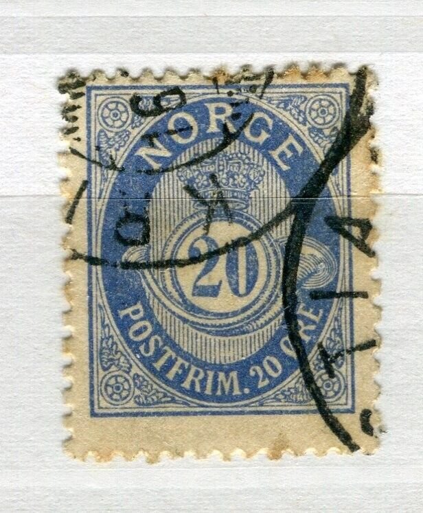 NORWAY; 1890-93 early 'ore' issue fine used Shade of 20ore. value