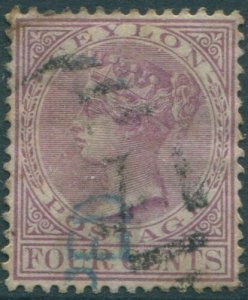 Ceylon 1872 SG123 4c rosy-mauve QV #2 FU (amd)