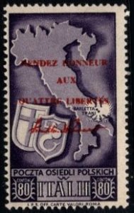 1946 Italy Sassone #- 22 80 Centow Polish Corps Italy War Rescue Fund Overprint