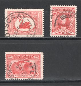 Australia  SC #103, 104, 111  VF/XF, Used, Black Swan, CV $4.50 ....   0330106