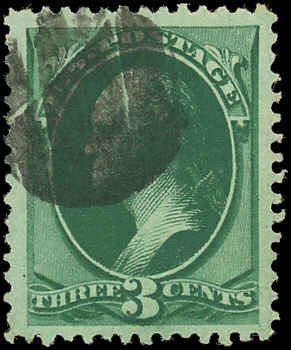 US Sc 158 VF/USED - 1873 3¢ Washington-WITH Secret Marks-Fancy Cancel