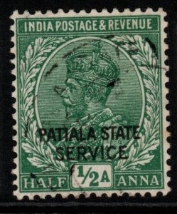 INDIA-PATIALA SGO58 1936 ½a GREEN FINE USED