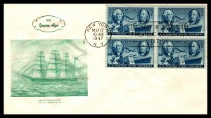 US 947 Postage Stamp Block of Four 1st Fulton U/A FDC