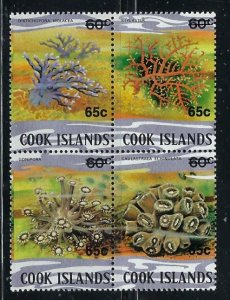 Cook Is 962 MNH 1987 Surcharges block of 4 (fe5567)