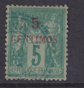 FRANCE POST OFFICES, MOROCCO, 1891 5c. in Carmine on 5c. Deep Green, used.