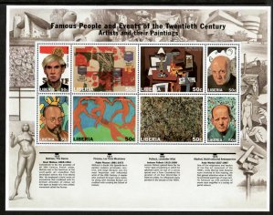 Liberia 1997 - Famous Artist - Andy Warhol - Sheet of 8 Stamps Scott #1275 MNH