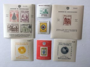 Colombia 1940’s-1960’s Souvenir Sheet Selection x 7. VLM Mint