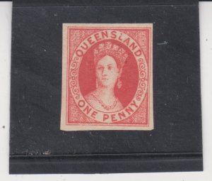 1863 Queensland Australia 1d Orange Vermilion Chalon Head Proof No WMK Mint NH