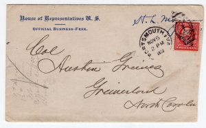 US 1899 OFFICIAL HARRY L MAYNARD US HOUSE OF REPRESENTATIVES COVER NORTH CAROLIN