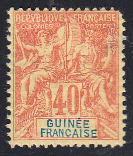 French Guinea Scott 13 unused with thin.