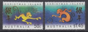 Christmas Island 445-446 Year of the Monkey MNH VF