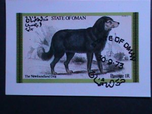 STATE OF OMAN-1973 LOVELY NEWFOUNDLAND DOG- IMPERF-CTO-S/S VF FANCY CANCEL