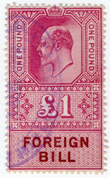 (I.B) Edward VII Revenue : Foreign Bill £1 (1915)