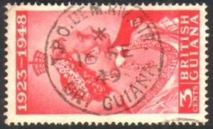 BR GUIANA 1949 3c SW, TPO DEM RIVER STMR, river boat cancel................51729