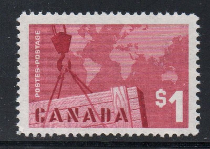 Canada Sc 411 1963 $1 Export Trade stamp mint NH