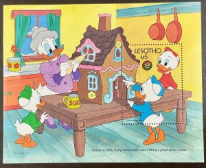 Lesotho Disney Christmas 1986 Grandma Duck, Huey, Louie & Dewey Souvenir Sheet