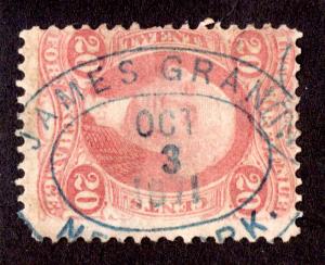 Scott R41c, 20c Foreign Exchange, red, perf, blue h/s JAMES GRANT / OCT 3 1871