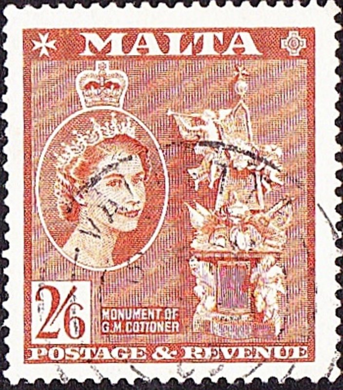 MALTA 1956 QEII 2/6s Chestnut SG279 FU