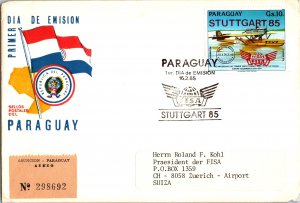 Paraguay, Registered, Worldwide First Day Cover, Aviation