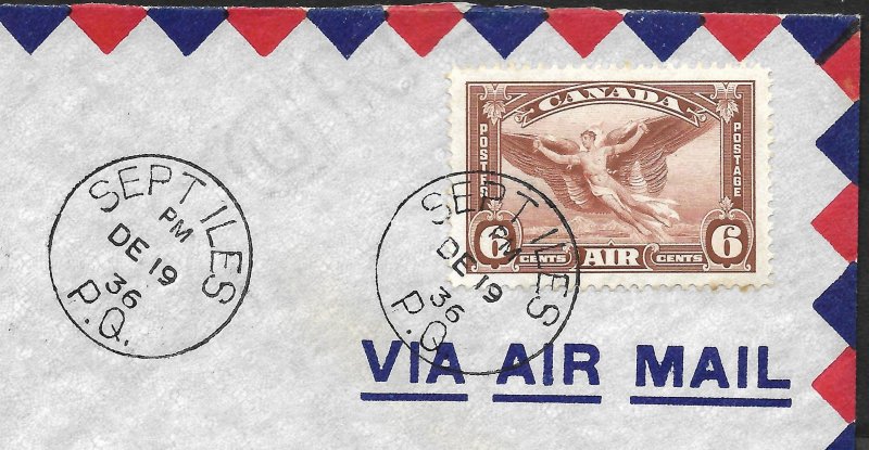 Doyle's_Stamps: Canada Post History: Sept Iles-Rimouski 1st Flight Cover w/Signa