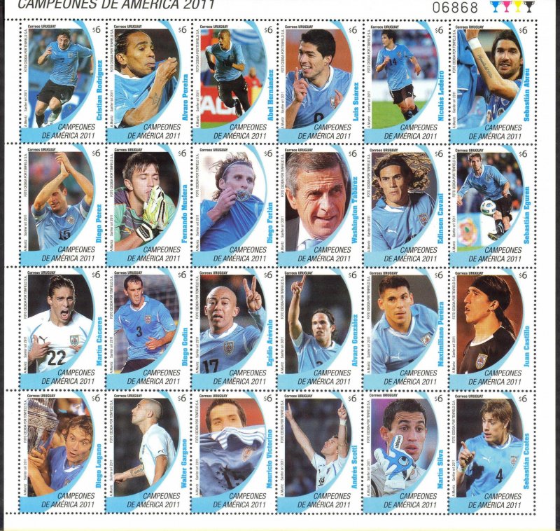 Uruguay 2011 Football Soccer Famous Players Sheet of 24 MNH